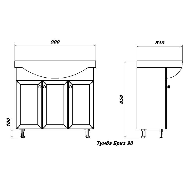 Тумба с раковиной эльбрус 90